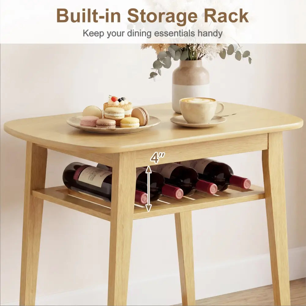 3-Piece Dining Table Set for 2 with Upholstered Chairs-Natural - Natural - Dining Room Sets