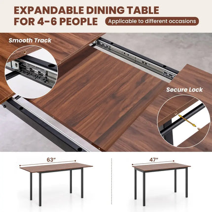 3 Piece Dining Table Set for 4-6 with 2 Benches-Walnut Costway