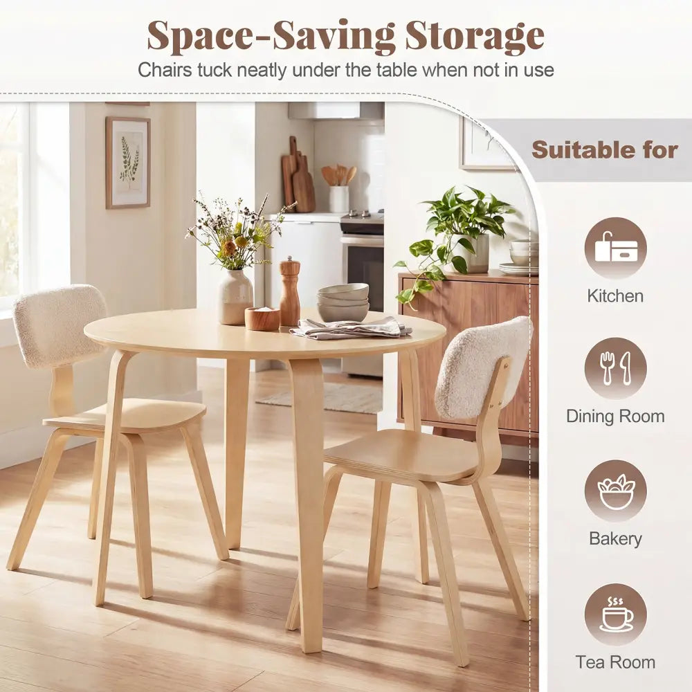 3 Piece Dining Table Set with 2 Padded Dining Chairs and Rubber Wood Table-Natural - Natural - Dining Room Sets