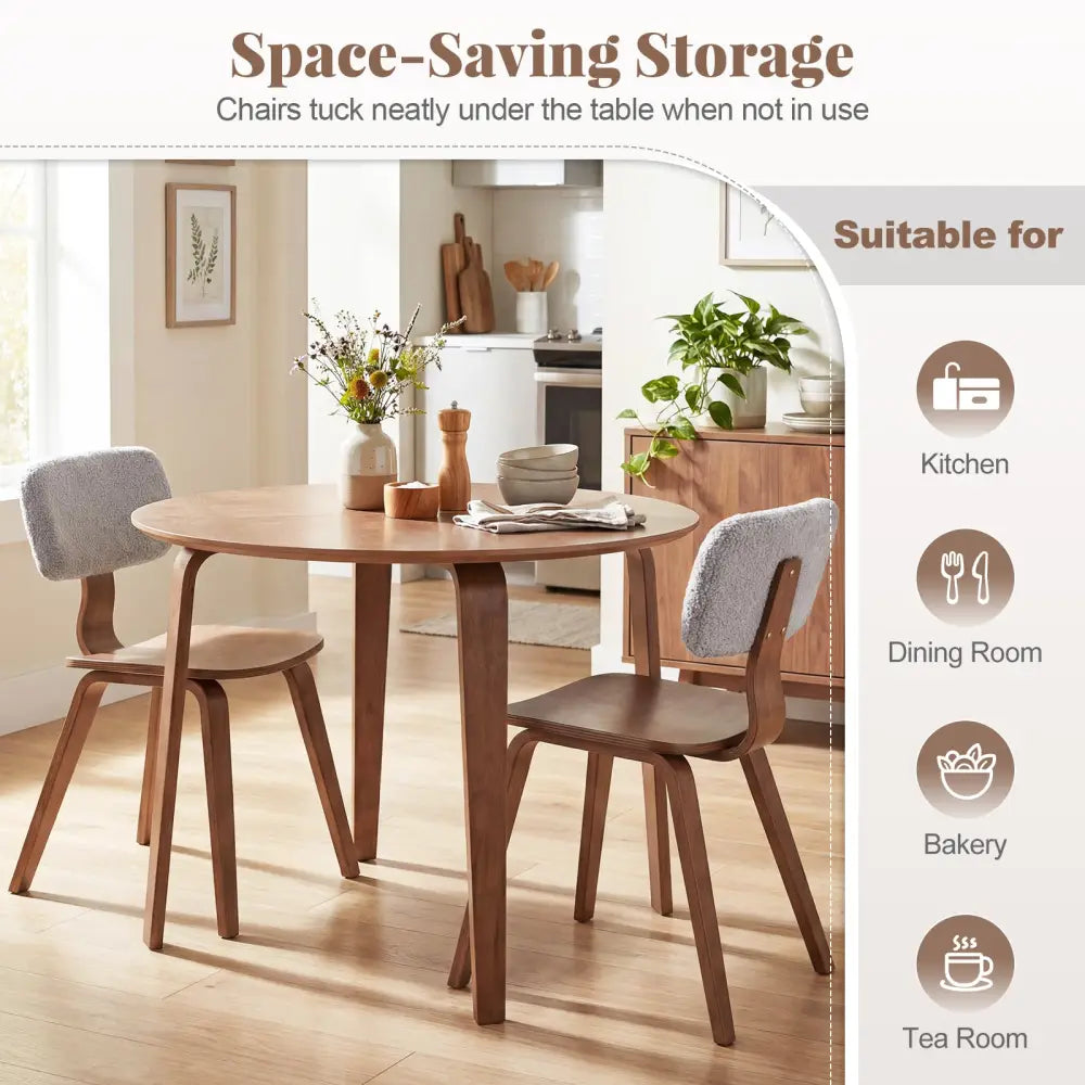 3 Piece Dining Table Set with 2 Padded Dining Chairs and Rubber Wood Table-Walnut & Gray - Walnut & Gray - Dining Room