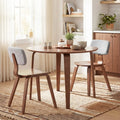 3 Piece Dining Table Set with 2 Padded Dining Chairs and Rubber Wood Table-Walnut & Gray - Walnut & Gray - Dining Room