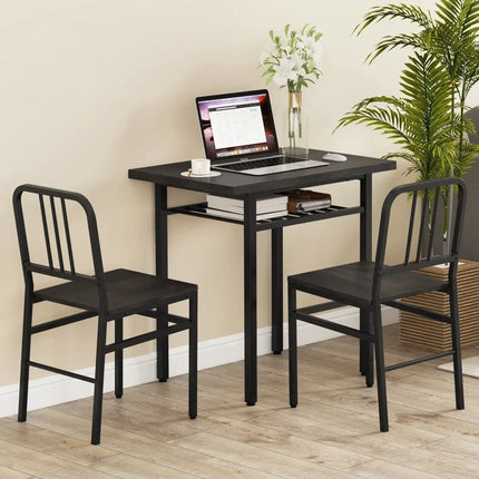 3-Piece Dining Table Set with Rectangular Kitchen Table and 2 Chairs-Gray Costway
