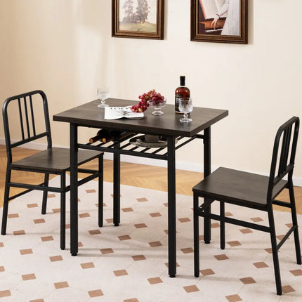 3-Piece Dining Table Set with Rectangular Kitchen Table and 2 Chairs-Gray Costway