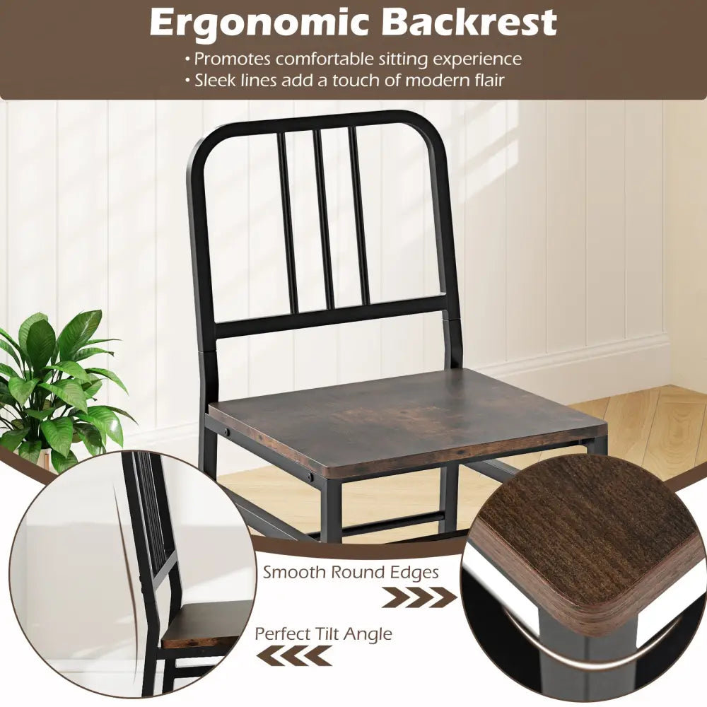 3-Piece Dining Table Set with Rectangular Kitchen Table and 2 Chairs-Rustic Brown - Rustic Brown - Dining Room Sets