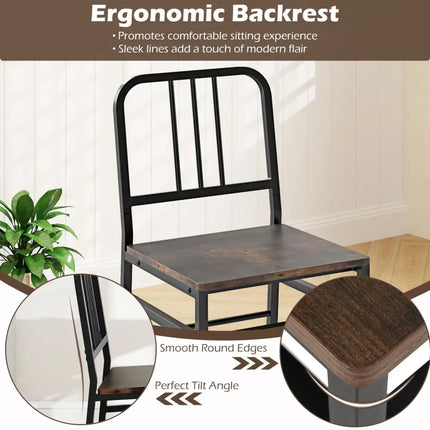 3-Piece Dining Table Set with Rectangular Kitchen Table and 2 Chairs-Rustic Brown Costway
