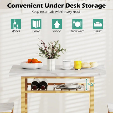 3-Piece Dining Table Set with Rectangular Kitchen Table and 2 Chairs-White Costway