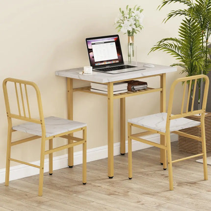 3-Piece Dining Table Set with Rectangular Kitchen Table and 2 Chairs-White Costway