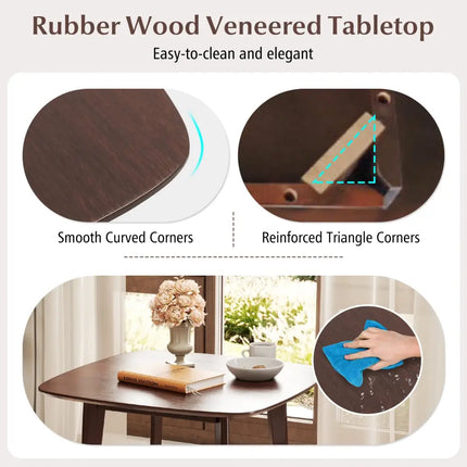 3-Piece Dining Table Set with Wooden Square Kitchen Table and 2 Chairs-Walnut Costway