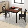 3-Piece Dining Table Set Wooden Square Kitchen Table for 2 People-Brown - Brown - Dining Room Sets