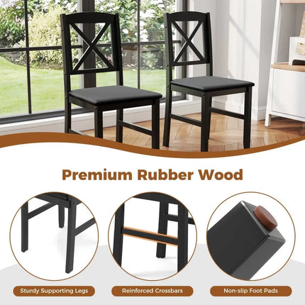 3-Piece Dining Table Set Wooden Square Kitchen Table for 2 People-Brown Costway