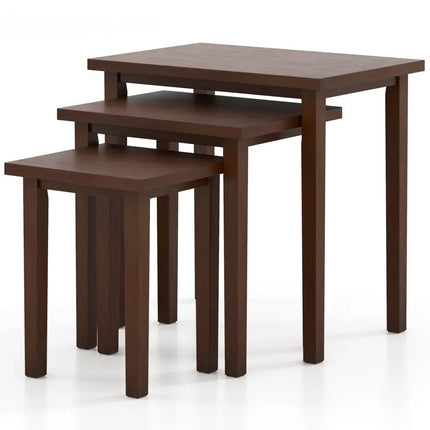3-Piece Farmhouse Rectangle Side Table Set for Living Room-Walnut Costway