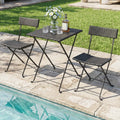 3-Piece Folding Bistro Set with PE Wicker and X-Shaped Metal Frame-Black - Black - Patio Dining Sets