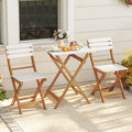 3 Piece Folding Patio Bistro Set with Foldable Design Acacia Wood Porch Chairs and Square Table - Patio Conversation