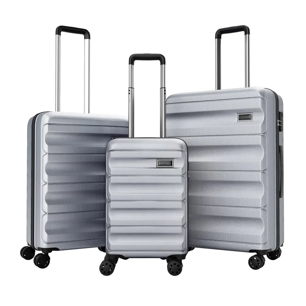 3-Piece Hardside Luggage Set 20/24/28 Inch Lightweight Hardside Suitcases-Gray - Gray - Camping