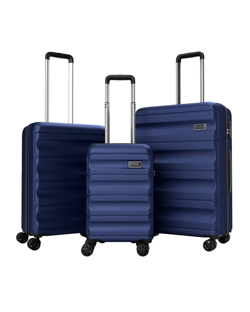 3-Piece Hardside Luggage Set 20/24/28 Inch Lightweight Hardside Suitcases-Navy - Navy - Camping