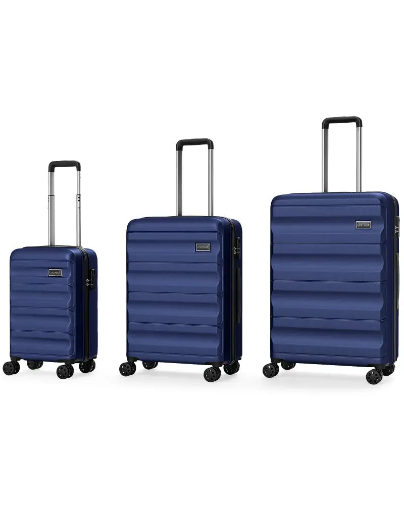 3-Piece Hardside Luggage Set 20/24/28 Inch Lightweight Hardside Suitcases-Navy - Navy - Camping
