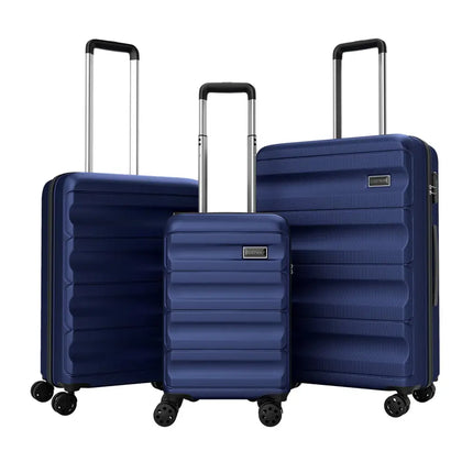 3-Piece Hardside Luggage Set 20/24/28 Inch Lightweight Hardside Suitcases-Navy - Navy - Camping