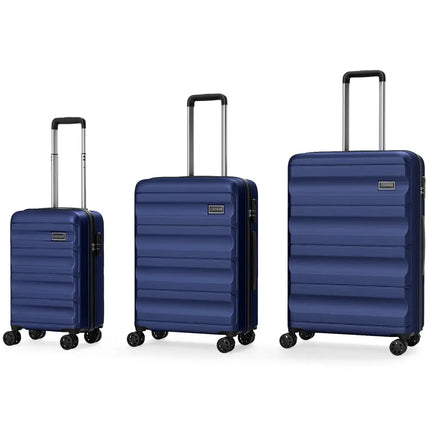 3-Piece Hardside Luggage Set 20/24/28 Inch Lightweight Hardside Suitcases-Navy - Navy - Camping