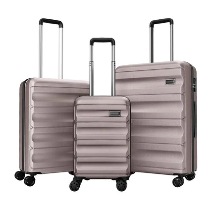 3-Piece Hardside Luggage Set 20/24/28 Inch Lightweight Hardside Suitcases-Pink - Pink - Camping