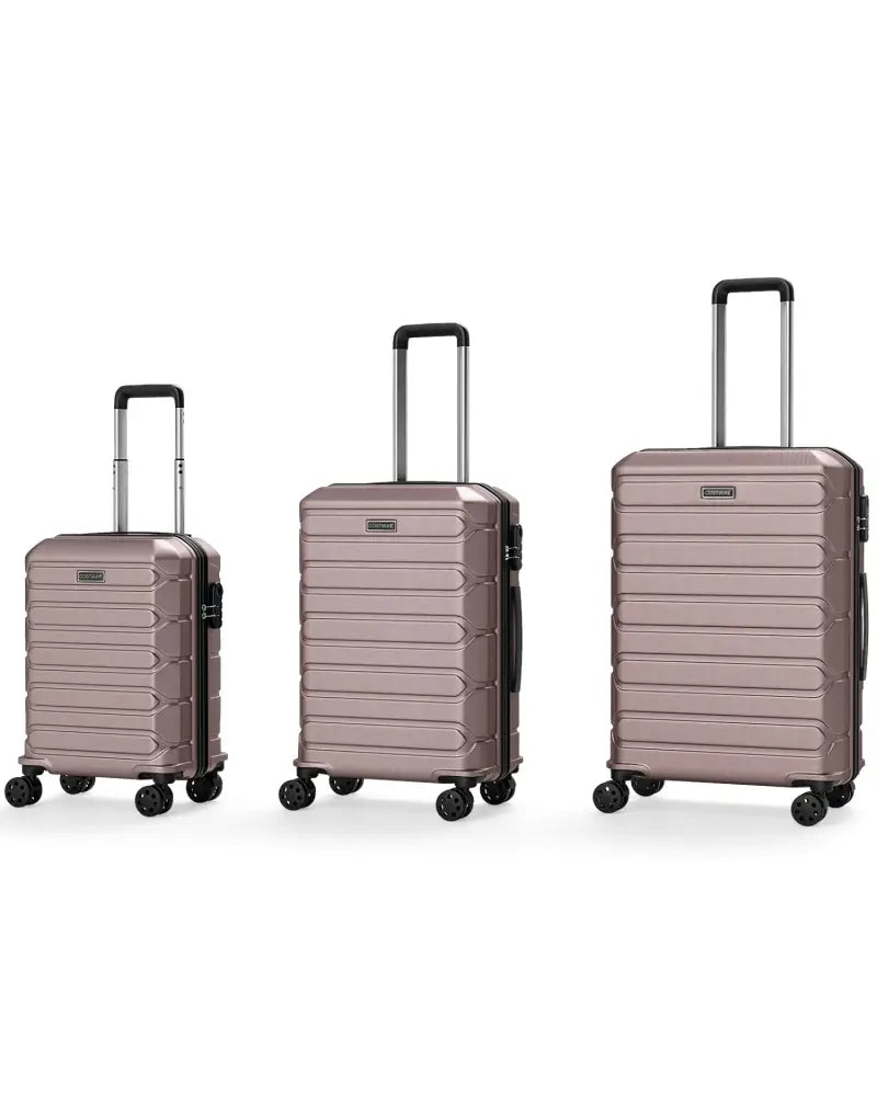 3-Piece Hardside Luggage Set Lightweight Hardside Suitcases with 8-Spinner Wheels-Pink - Pink - Camping