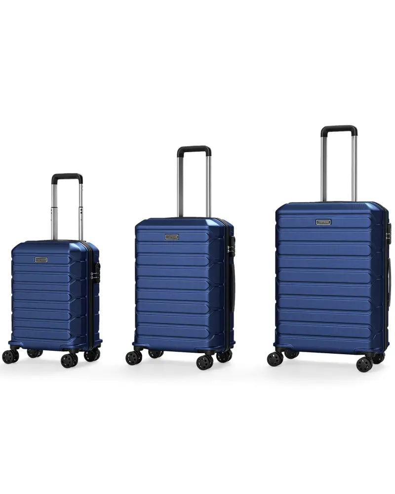 3-Piece Hardside Luggage Set Lightweight Hardside Suitcases with 8-Spinner Wheels-Navy - Navy - Camping