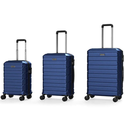 3-Piece Hardside Luggage Set Lightweight Hardside Suitcases with 8-Spinner Wheels-Navy - Navy - Camping