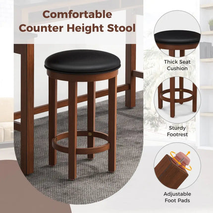 3-Piece Home Bar Set with 2 Upholstered Bar Stools  Outlets and USB Ports-Black Costway