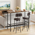 3-Piece Industrial Bar Table Set with 2 Upholstered Stools and Footrests for Dining Room-Rustic Brown - Rustic Brown