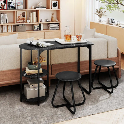 3-Piece Industrial Dining Table Set for Small Space-Black Costway