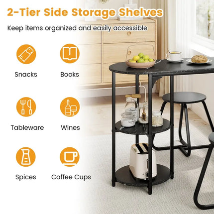 3-Piece Industrial Dining Table Set for Small Space-Black Costway