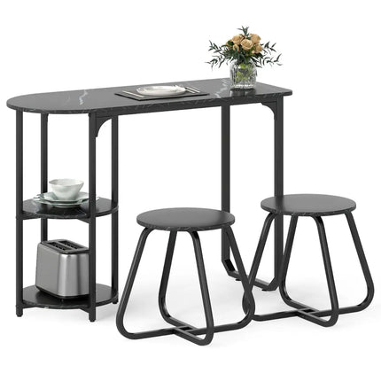 3-Piece Industrial Dining Table Set for Small Space-Black Costway