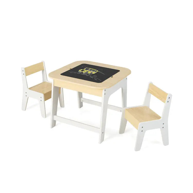 3-Piece Kid€™s Room Bundle: Twin Size Wooden House Bed + Kid’s Table and Chairs Set + Kids 2-Shelf Bookcase - Toddler &