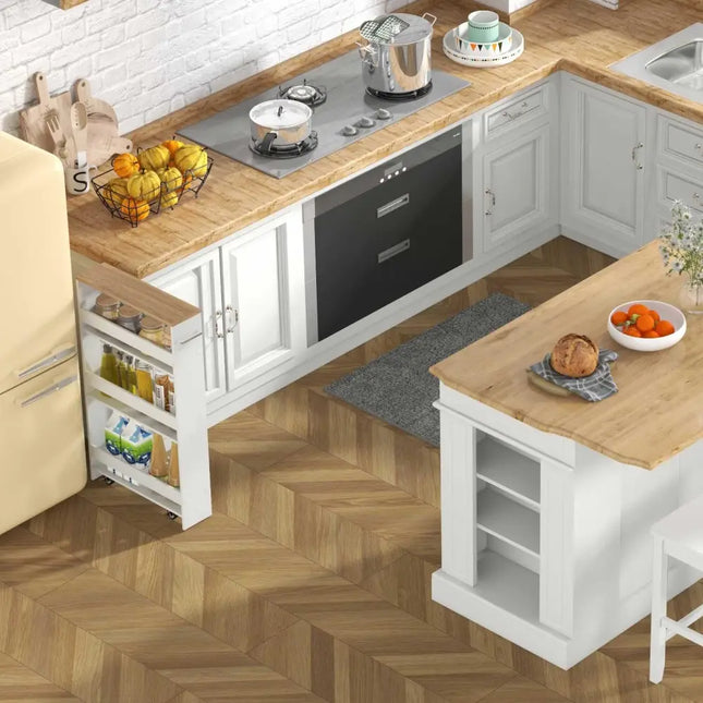 3-Piece Kitchen Furniture Set: Kitchen Island + 2 Bar Stools + Narrow Storage Cart Costway