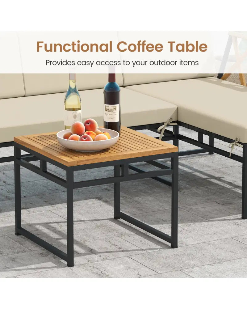3-Piece L-Shaped Patio Furniture Set for Porch Backyard and Poolside-Beige - Beige - Patio Conversation Sets