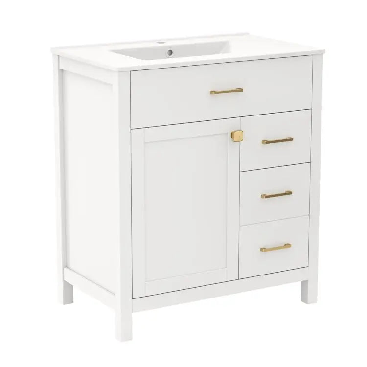3-Piece Laundry room Bundle: Single Bathroom Vanity + Tall Bathroom Floor Cabinet + 2.6 Cu.ft Compact Portable Clothes