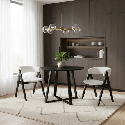 3-Piece Mid-Century Dining Set with 36 Round Pedestal Table and 2 Sherpa Upholstered Chairs Costway