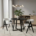 3-Piece Mid-Century Dining Set with 36€ Round Pedestal Table and 2 Sherpa Upholstered Chairs - Dining Room Sets