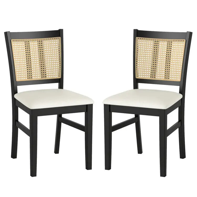 3-Piece Mid-Century Dining Set with 36€ Round Pedestal Table and 2 Farmhouse Rattan Dining Chairs - Dining Room Sets