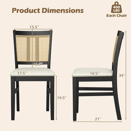 3-Piece Mid-Century Dining Set with 36 Round Pedestal Table and 2 Farmhouse Rattan Dining Chairs Costway