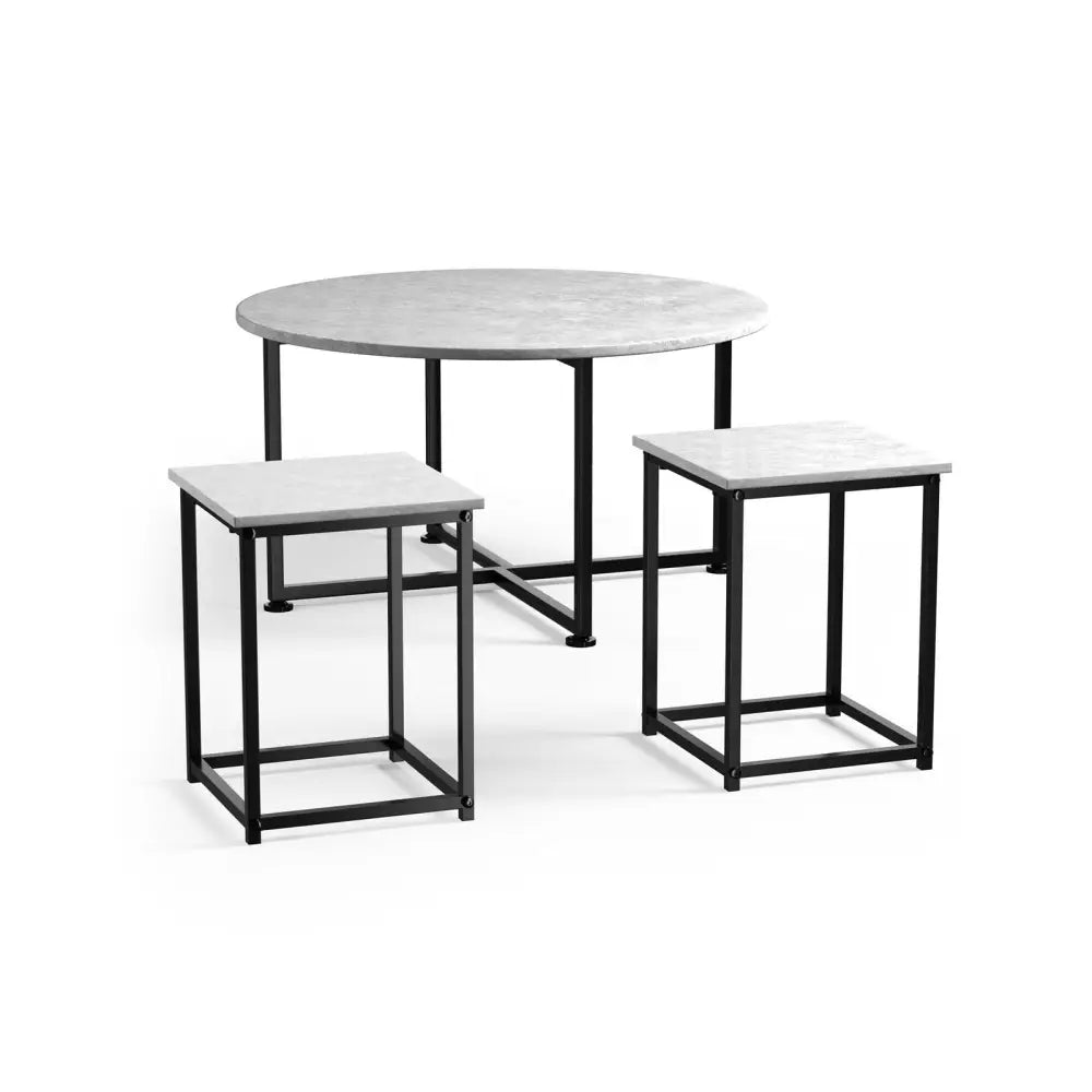 3-Piece Modern Faux Marble Coffee Table Set for Living Room-Gray - Gray - Coffee Tables
