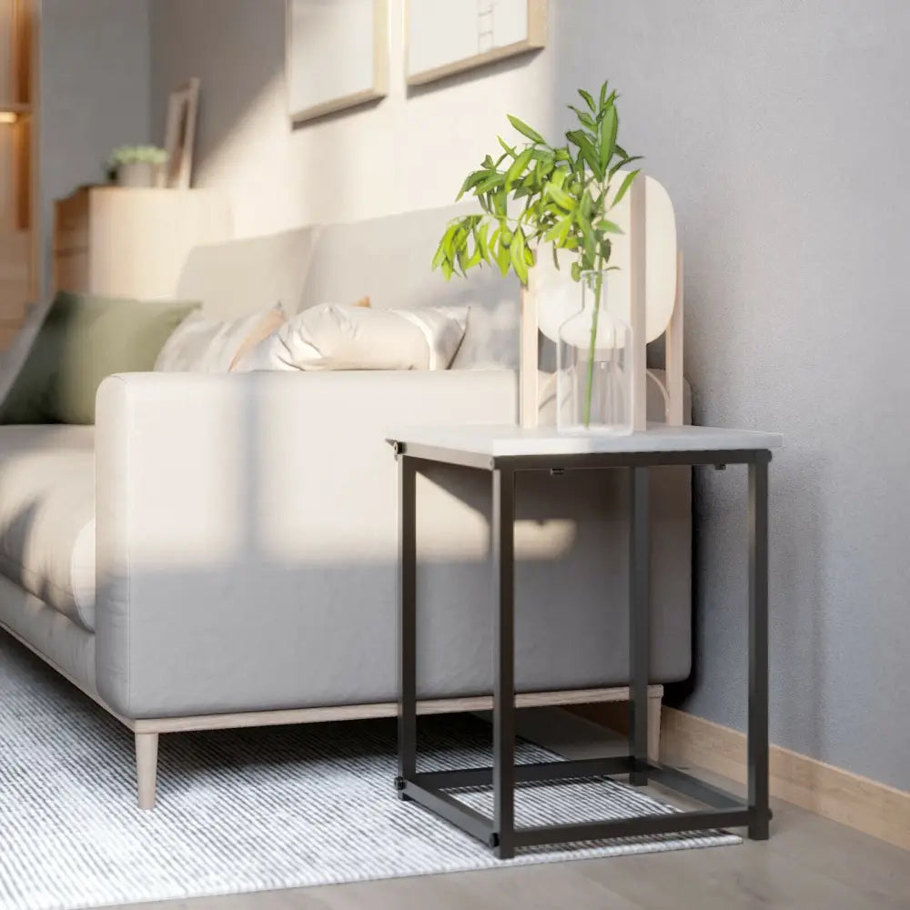 3-Piece Modern Faux Marble Coffee Table Set for Living Room-Gray - Gray - Coffee Tables