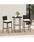 3 Piece Outdoor Bar Set Patio Heavy-Duty Metal Barstool and Table Set-White - White - Patio Bar Furniture