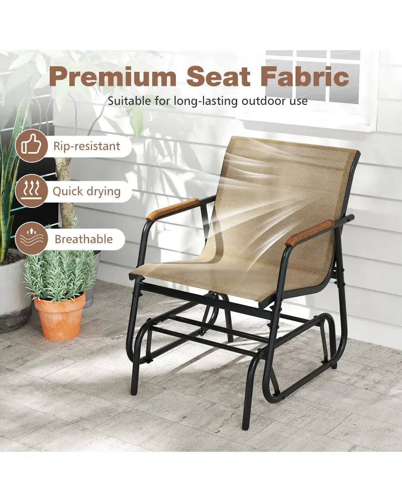 3-Piece Outdoor Glider Bistro Set with Tempered Glass Top and Metal Frame-Coffee - Coffee - Patio Conversation Sets