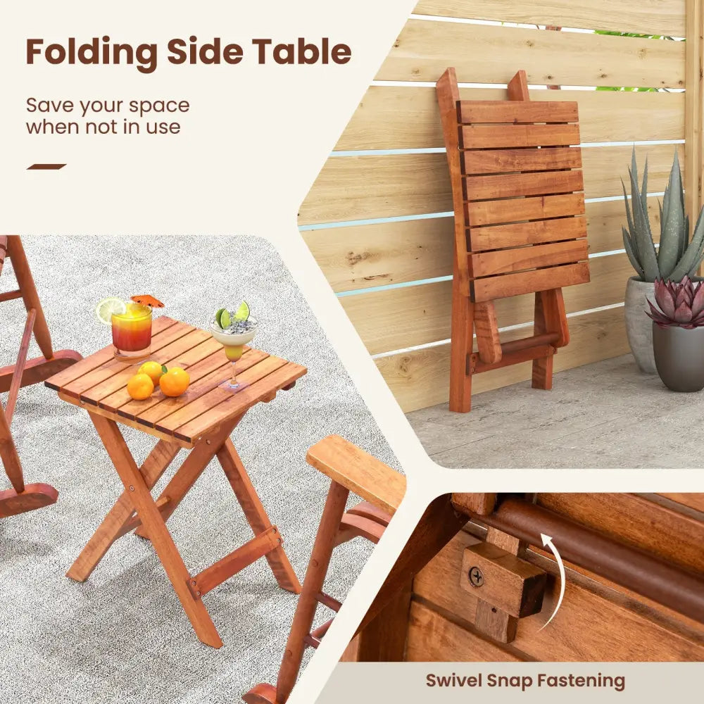 3-piece Outdoor Poplar Wood Rocking Bistro Set-Natural - Natural - Patio Conversation Sets