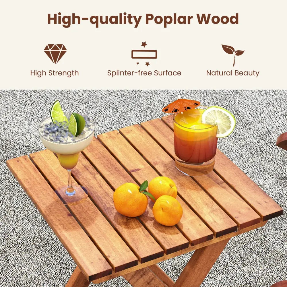 3-piece Outdoor Poplar Wood Rocking Bistro Set-Natural - Natural - Patio Conversation Sets