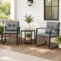 3-Piece Outdoor Rocking Chair Set-Gray - Gray - Patio Dining Sets