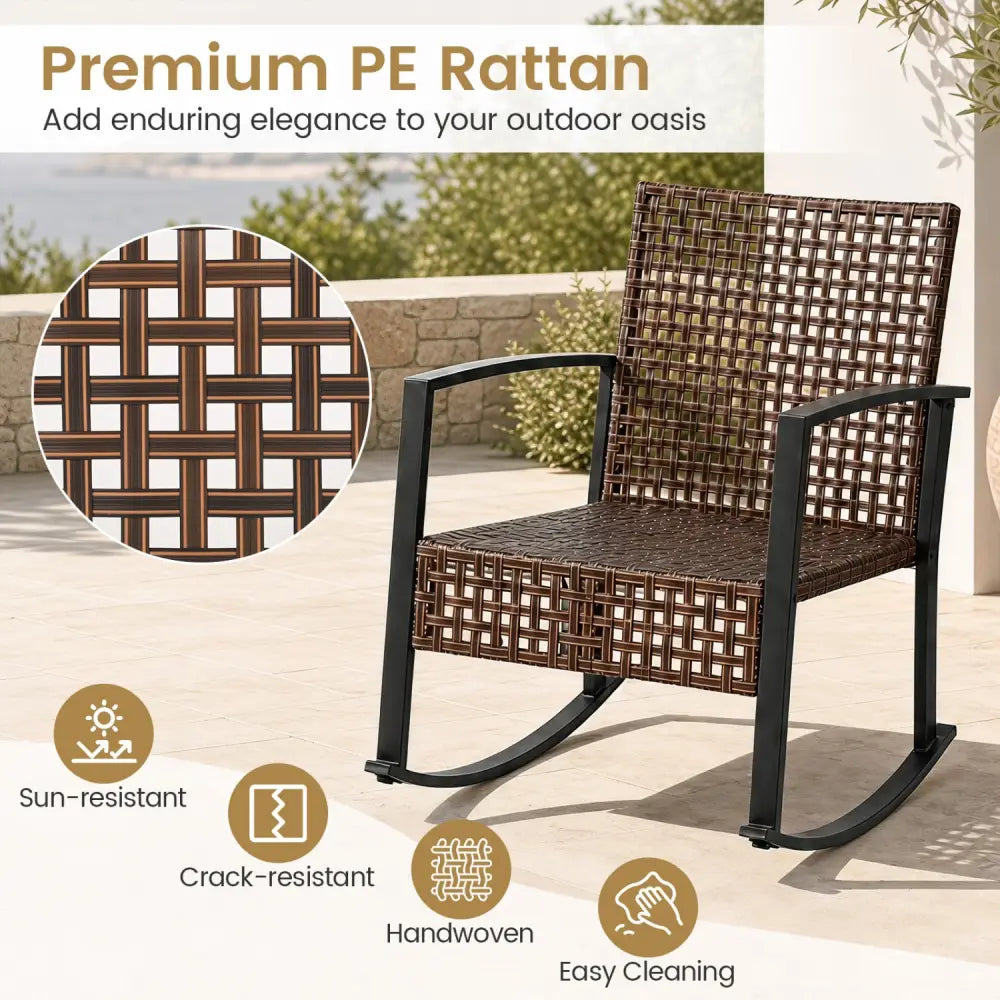 3-Piece Outdoor Rocking Chair Set-Gray - Gray - Patio Dining Sets