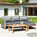 3 Piece Patio Acacia Sofa Set with Nylon Armrest - Gray - Outdoor Sectionals