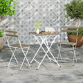 3 Piece Patio Acacia Wood Bistro Set with Slatted Seat and Tabletop-Gray - Gray - Patio Dining Sets