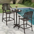 3 Piece Patio Bar Set Outdoor Cast Aluminum Round High Top Table 2 Counter Height Bar Stools - Patio Bar Furniture